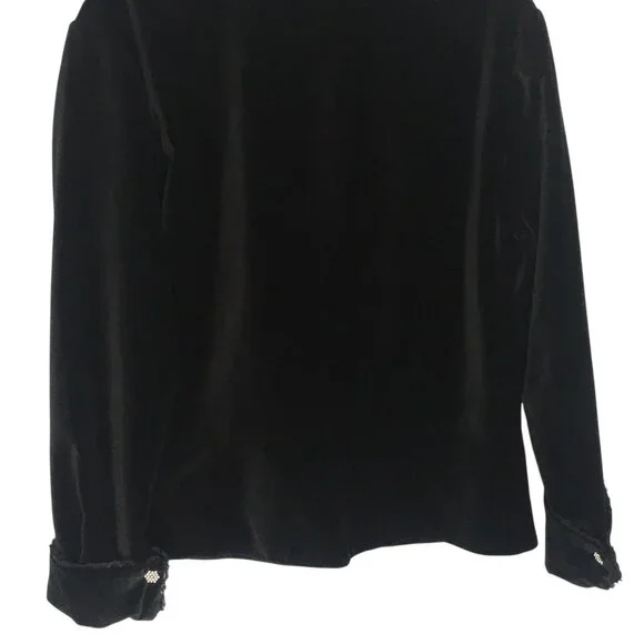 Black Velvet Blazer Rhinestone Buttons Jacket Womens XL - Picture 10 of 16